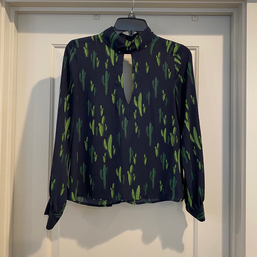 Navy Choker Neck Top